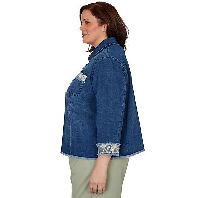 Plus Size Alfred Dunner Indigo Girls Sequin Embellished Stretch Denim Jacket