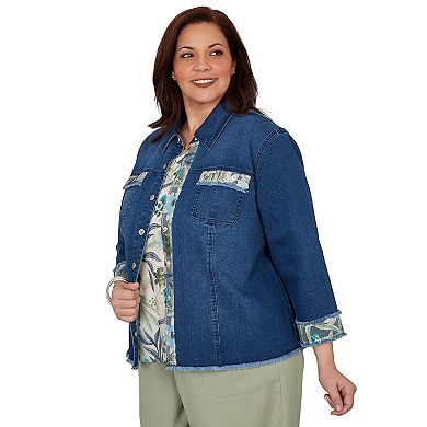 Plus Size Alfred Dunner Indigo Girls Sequin Embellished Stretch Denim Jacket