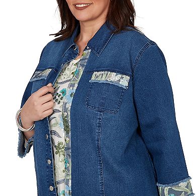 Plus Size Alfred Dunner Indigo Girls Sequin Embellished Stretch Denim Jacket