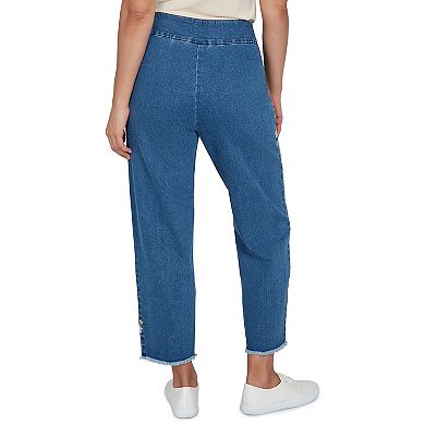 Petite Alfred Dunner Floral Crochet Applique Ankle Jeans