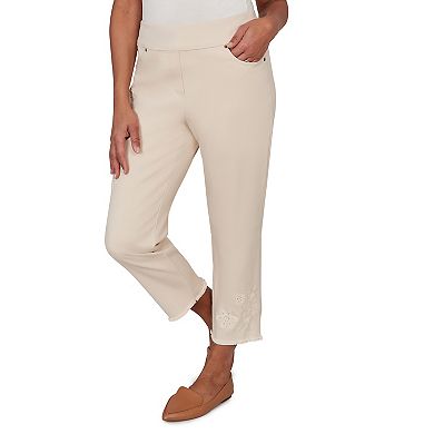 Petite Alfred Dunner Tonal Floral Applique Ankle Jeans