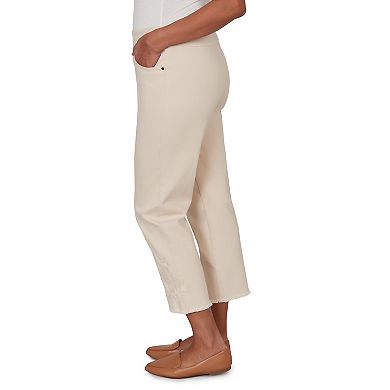 Petite Alfred Dunner Tonal Floral Applique Ankle Jeans