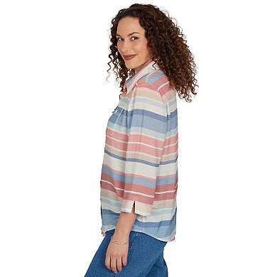 Petite Alfred Dunner Striped Button Front Top