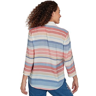 Petite Alfred Dunner Striped Button Front Top