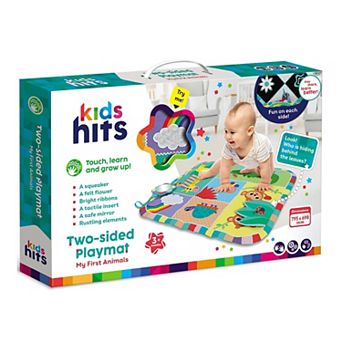 Kids Hits Two-Sided Play Mat My First Animals Reversible Sensory Floor Pad