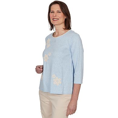 Petite Alfred Dunner Floral Stitches Knit Top
