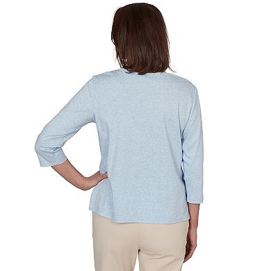 Petite Alfred Dunner Floral Stitches Knit Top