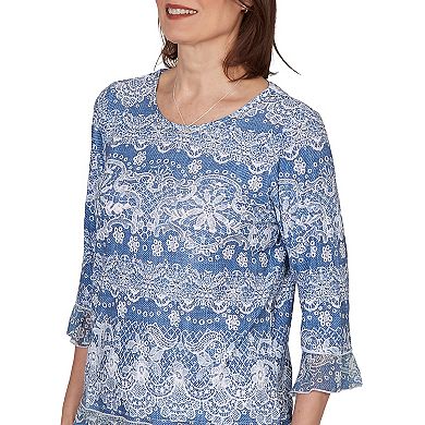 Petite Alfred Dunner Lacey Striped Knit Top