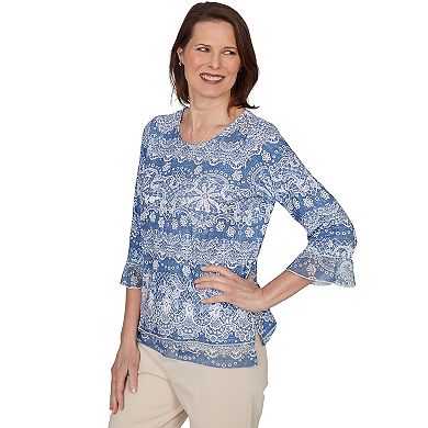 Petite Alfred Dunner Lacey Striped Knit Top