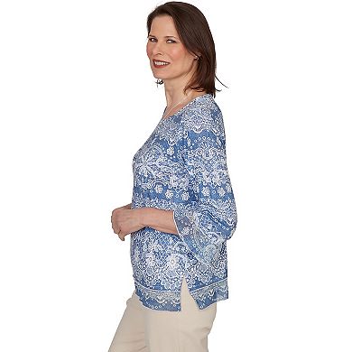 Petite Alfred Dunner Lacey Striped Knit Top