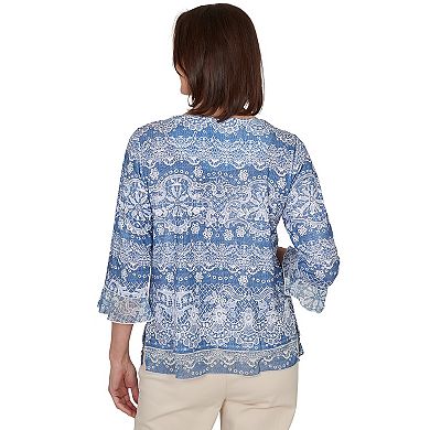 Petite Alfred Dunner Lacey Striped Knit Top
