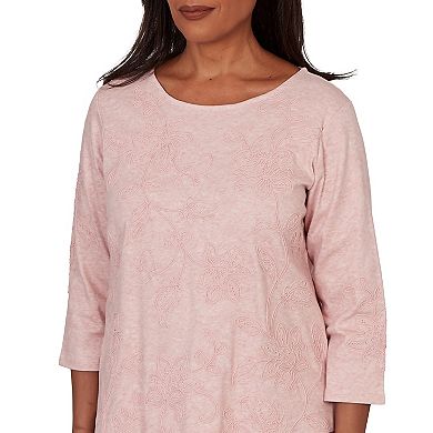 Petite Alfred Dunner Tonal Floral Soutache Knit Top
