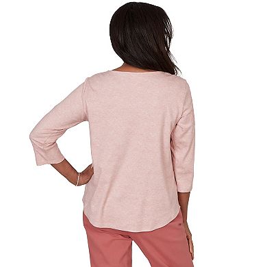 Petite Alfred Dunner Tonal Floral Soutache Knit Top