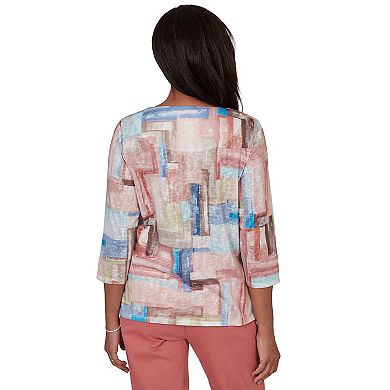 Petite Alfred Dunner Color Block Knit Top
