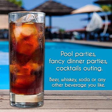 6pc Highball Glasses Set, Clear Drinking Glasses for Cocktails & Drinks