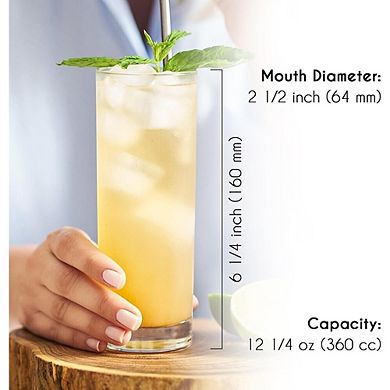 6pc Highball Glasses Set, Clear Drinking Glasses for Cocktails & Drinks