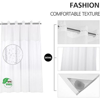 Hookless Shower Curtain with Magnets, Waterproof Washable Fabric