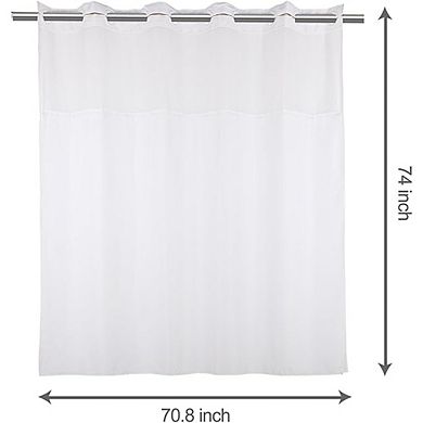 Hookless Shower Curtain with Magnets, Waterproof Washable Fabric