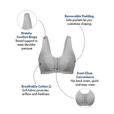 Bestform Comfortable Unlined Wireless Cotton Stretch Sports Bra with Front Closure 5006014