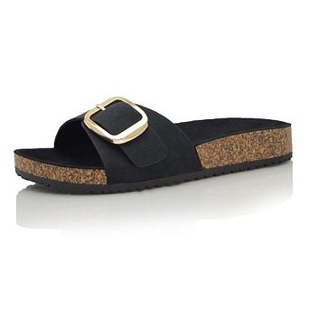 BURKS Buckle Strap Cork Footbed Slide Sandals