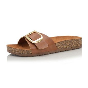 BURKS Buckle Strap Cork Footbed Slide Sandals