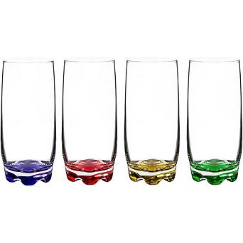 Highball Glasses Set of 4, Vibrant Design, Durable Beverage Glasses