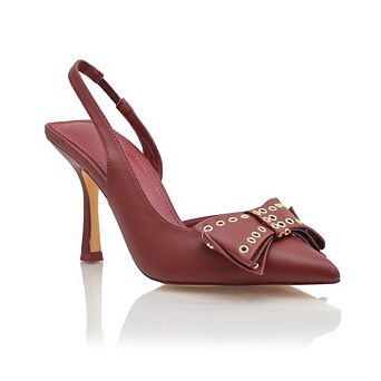 DARSI Bow Eyelet Accent Slingback Pointed Toe Heeled Pumps