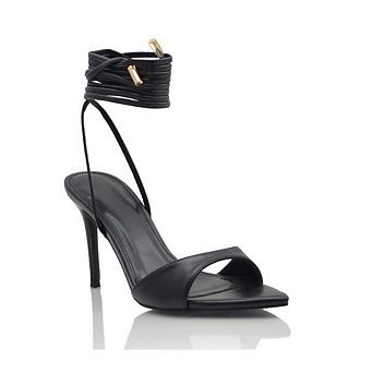DELVIE Wrap Ankle Strap Stiletto Heel Dress Sandals