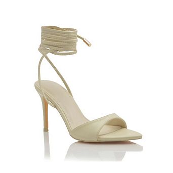 DELVIE Wrap Ankle Strap Stiletto Heel Dress Sandals