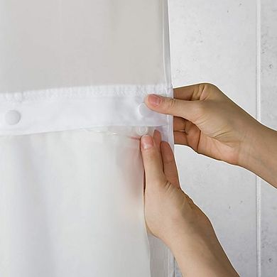 Cactus Print Shower Curtain Set with Snap-In Liner, No Hooks, Machine Washable