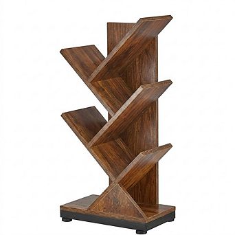 5 tier Retro Tree Bookshelf, Floor Standing Storage Shelves