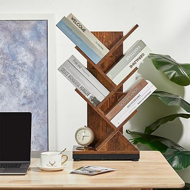 5-Tier Retro Tree Bookshelf, Floor Standing Storage Shelves