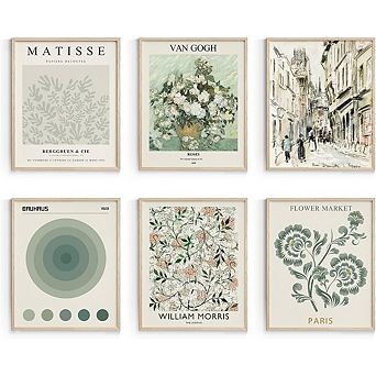 Sage Green Matisse Wall Art Abstract Boho Vintage Exhibition Prints Decor