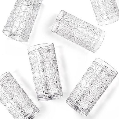 6pc Vintage Glassware Set, Highball Drinking Glasses for Mixed Beverages
