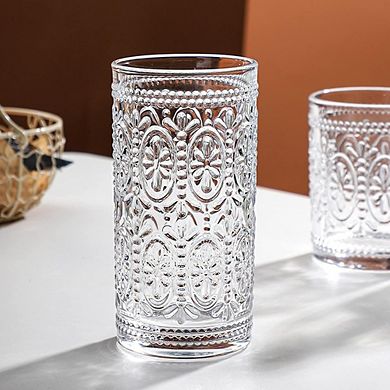 6pc Vintage Glassware Set, Highball Drinking Glasses for Mixed Beverages