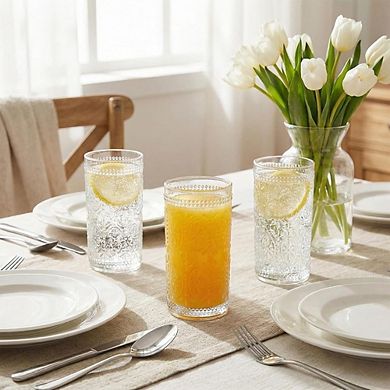 6pc Vintage Glassware Set, Highball Drinking Glasses for Mixed Beverages