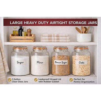 Glass Storage Jar Set with Airtight Lids, Wide Mouth Pantry Canisters