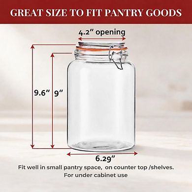 Glass Storage Jar Set with Airtight Lids, Wide Mouth Pantry Canisters