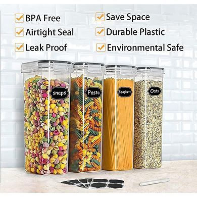 Airtight Food Storage Containers Set, BPA-Free Stackable Pantry Organizers with Labels