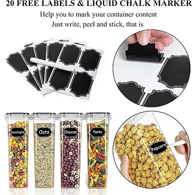 Airtight Food Storage Containers Set, BPA-Free Stackable Pantry Organizers with Labels