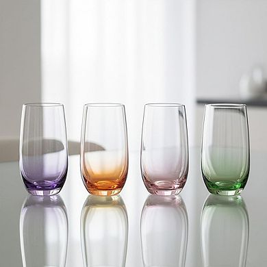 8-Piece Hand-Blown Glass Set Highball & Stemless Wine Glasses