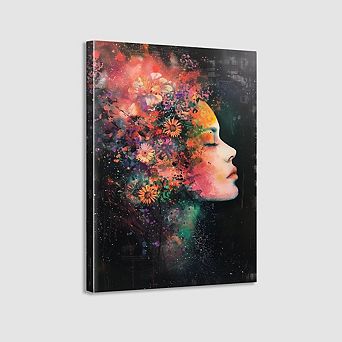 Framed Floral Woman Canvas Wall Art Abstract Figure Home Decor Print
