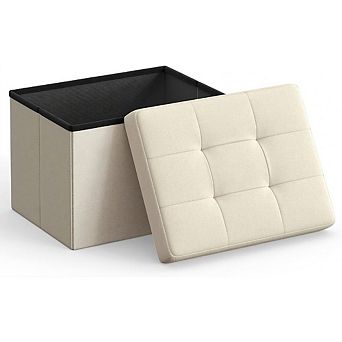 Foldable Storage Ottoman, Padded Footstool, Multi-Use, Durable