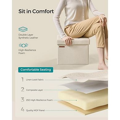 Foldable Storage Ottoman, Padded Footstool, Multi-Use, Durable