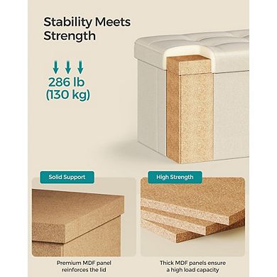 Foldable Storage Ottoman, Padded Footstool, Multi-Use, Durable