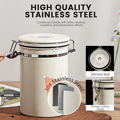 Airtight Coffee Container with Date Tracker and Spoon for Kitchen Storage