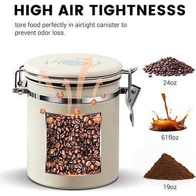 Airtight Coffee Container with Date Tracker and Spoon for Kitchen Storage