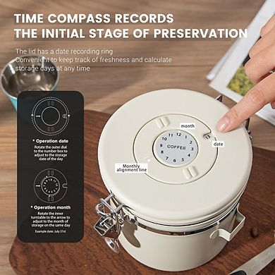 Airtight Coffee Container with Date Tracker and Spoon for Kitchen Storage
