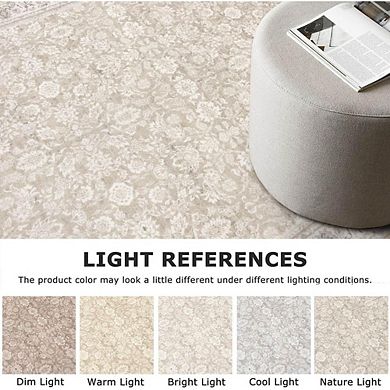 Washable Floral Area Rug Non Slip Low Pile Indoor Entryway Door Mat