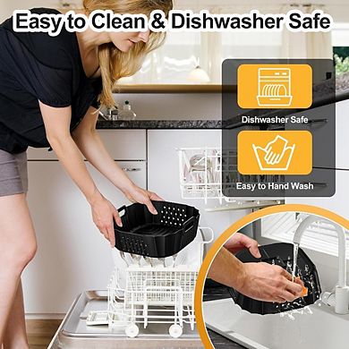 Air Fryer Silicone Liners, Reusable Non-Stick, Heat-Resistant Basket Mats